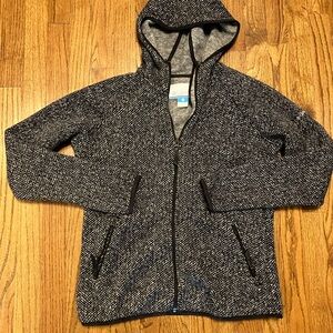 Columbia Chillin B&W Tweed Fleece Lined Full Zip Hoodie Sz Large EUC